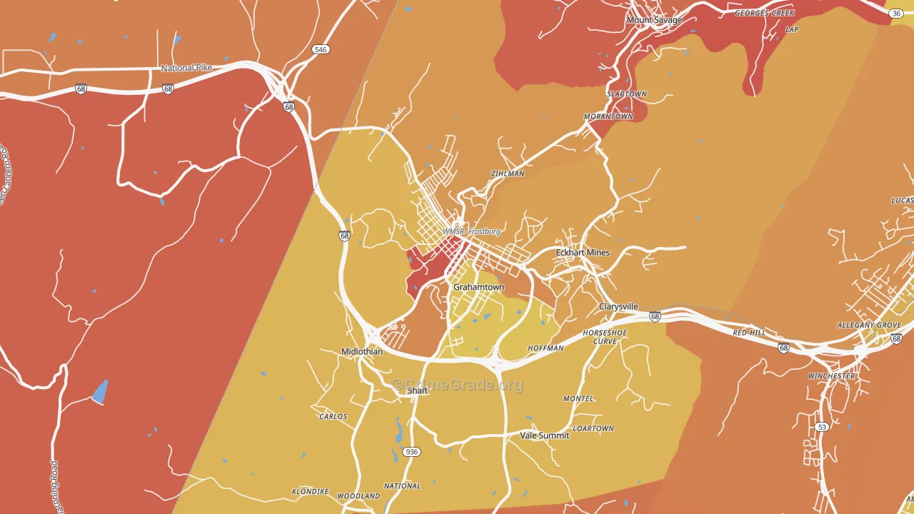 Frostburg, MD Map of Arson Rates