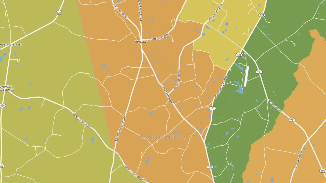 Fruit Hill, SC Map of Arson Rates