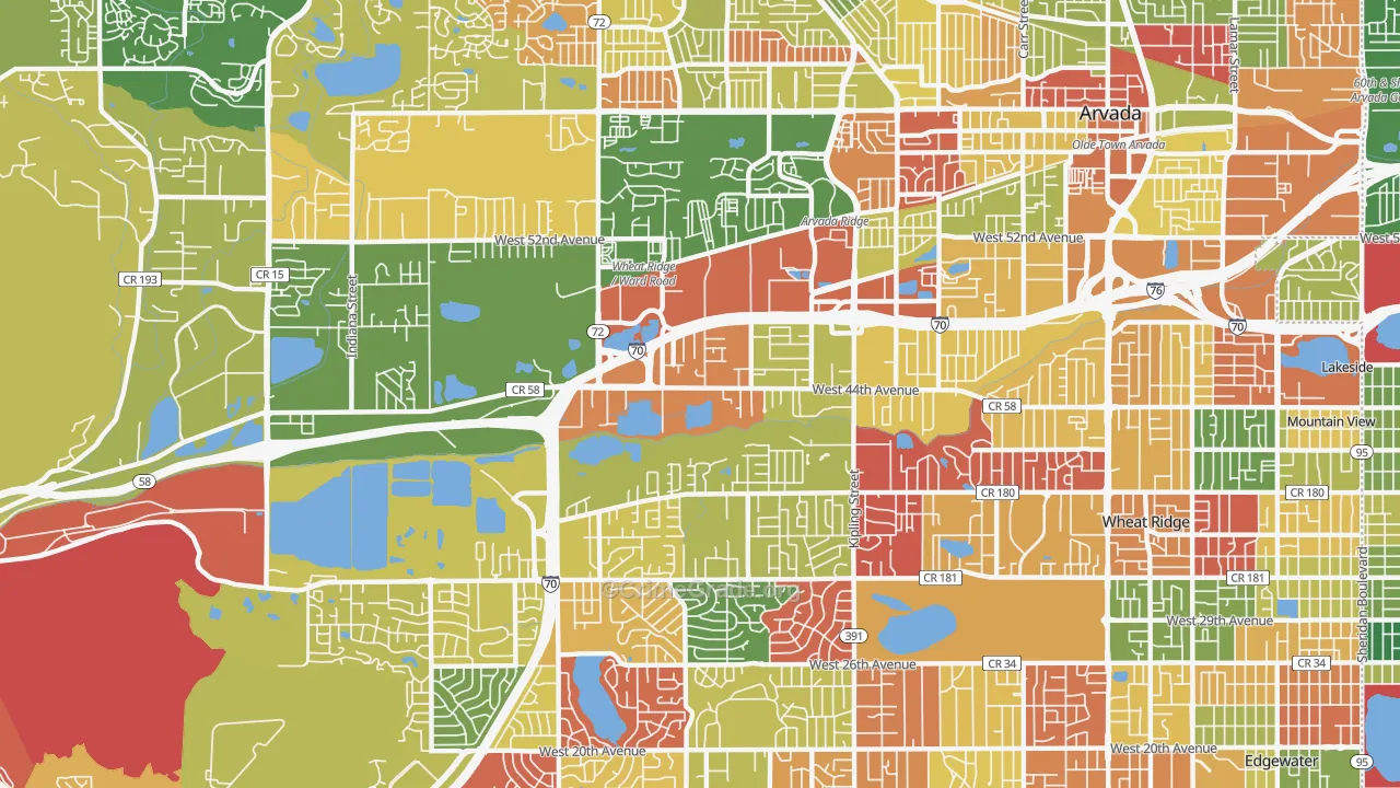 Fruitdale, Wheat Ridge, CO Map of Arson Rates