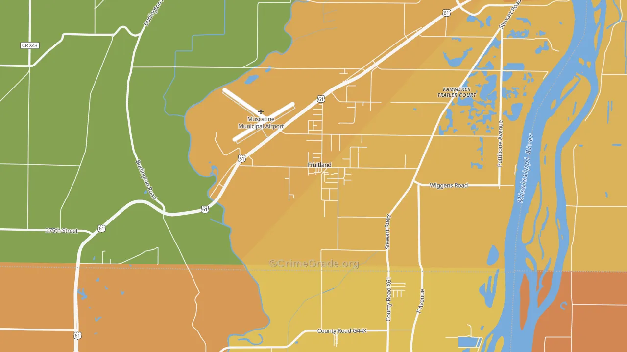 Fruitland, IA Map of Arson Rates