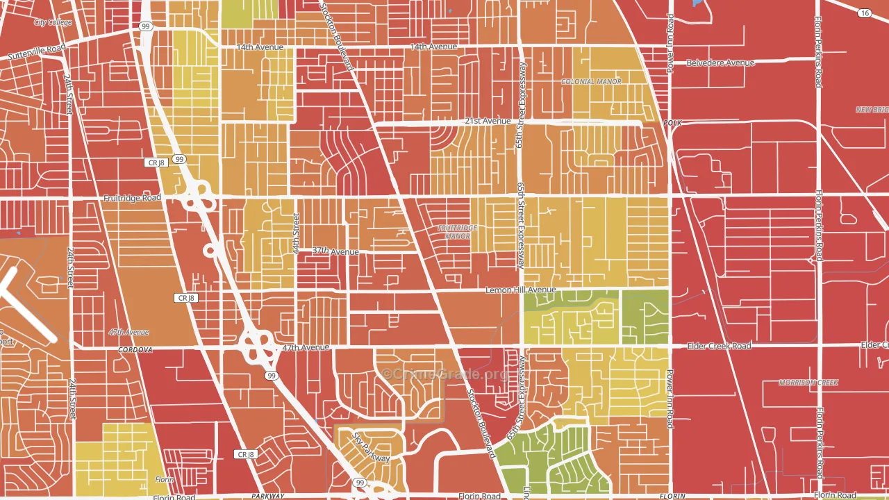 Fruitridge Manor, Sacramento, CA Map of Arson Rates