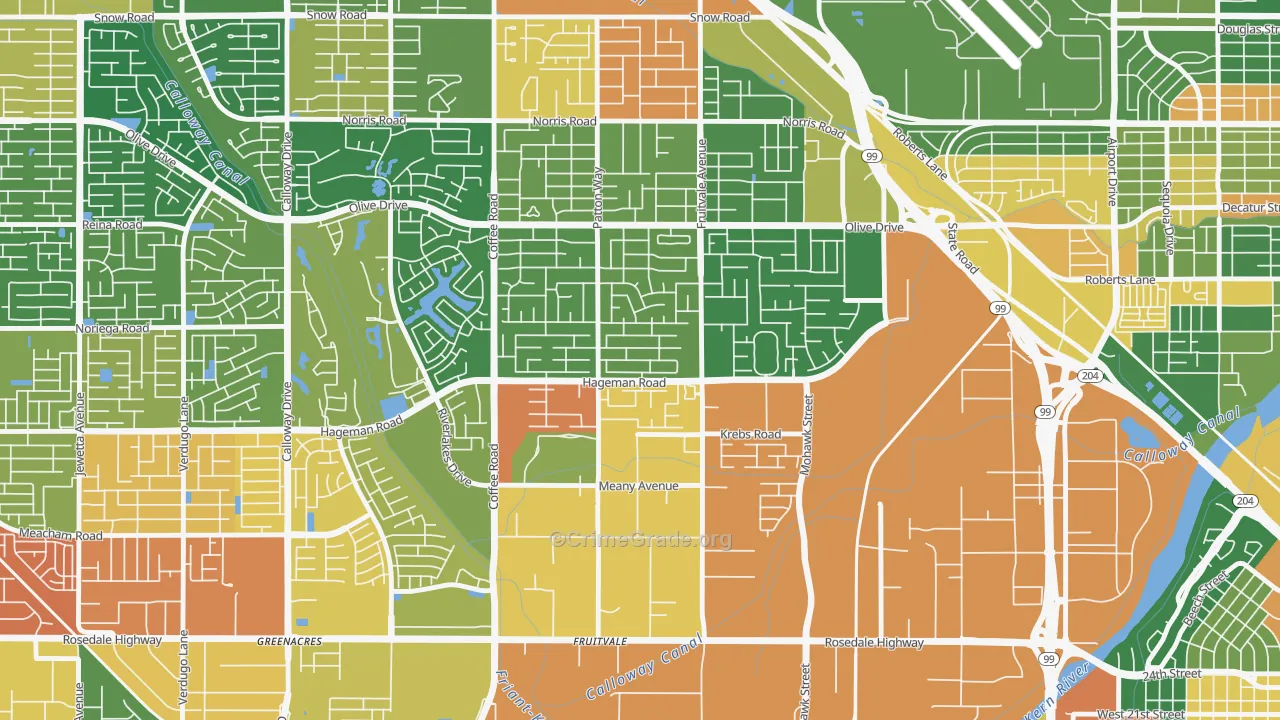 Fruitvale, Bakersfield, CA Map of Arson Rates