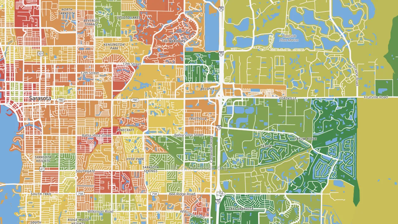 Fruitville, FL Map of Arson Rates