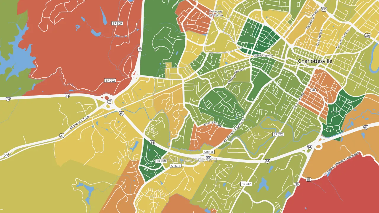 Fry Springs, Charlottesville, VA Map of Arson Rates
