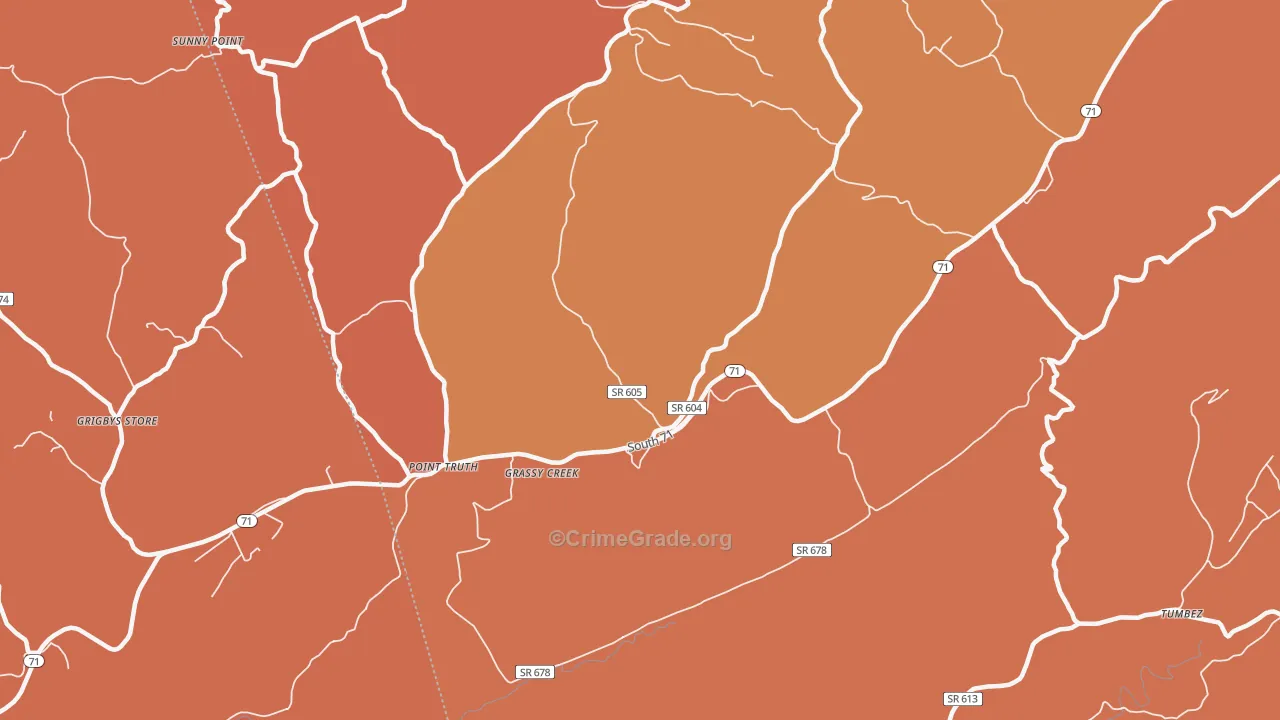 Fugates Hill, VA Map of Arson Rates