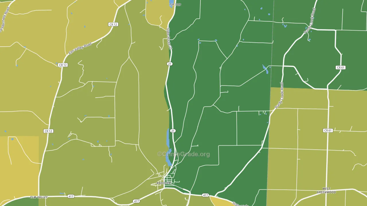 Fulmer Valley, NY Map of Arson Rates