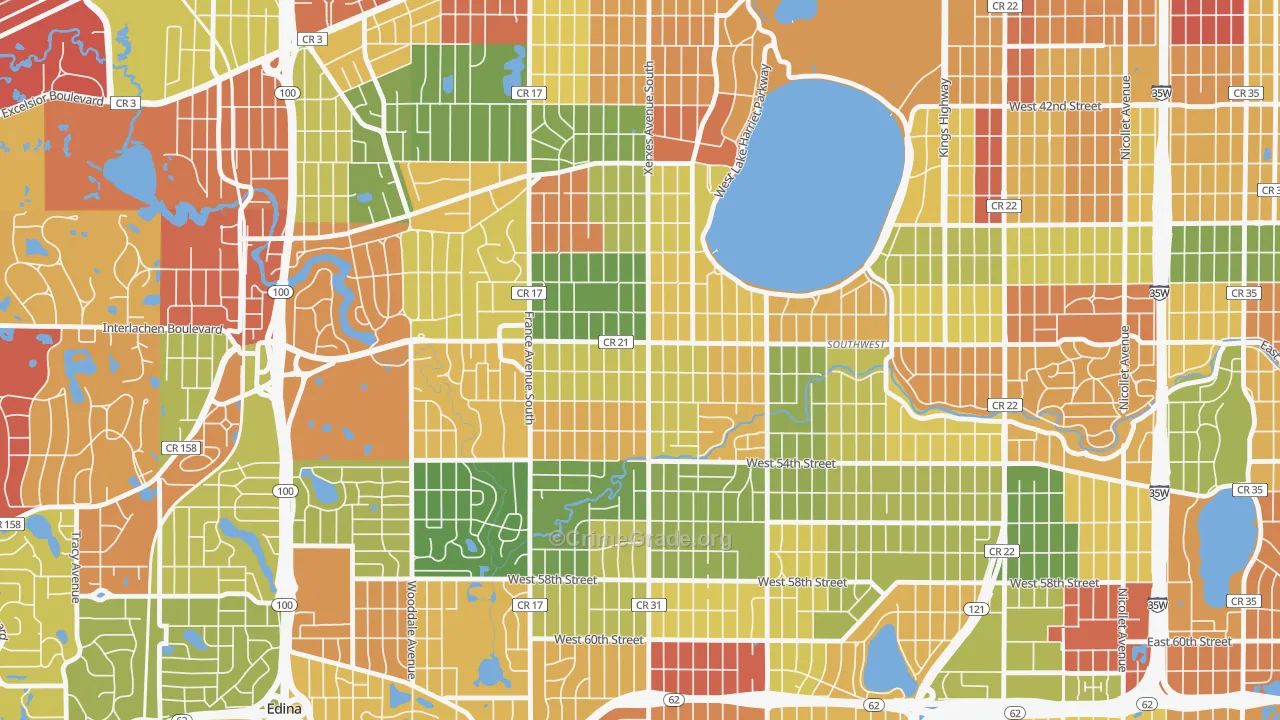 Fulton, Minneapolis, MN Map of Arson Rates