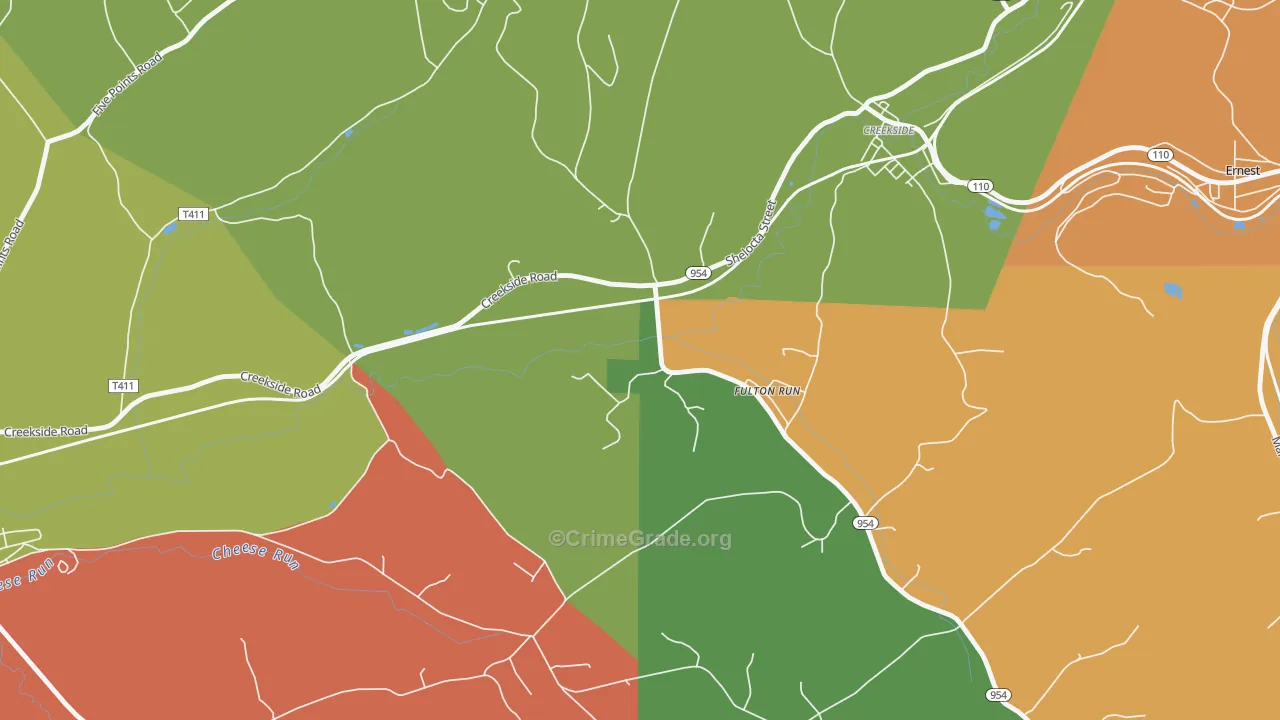 Fulton Run, PA Map of Arson Rates