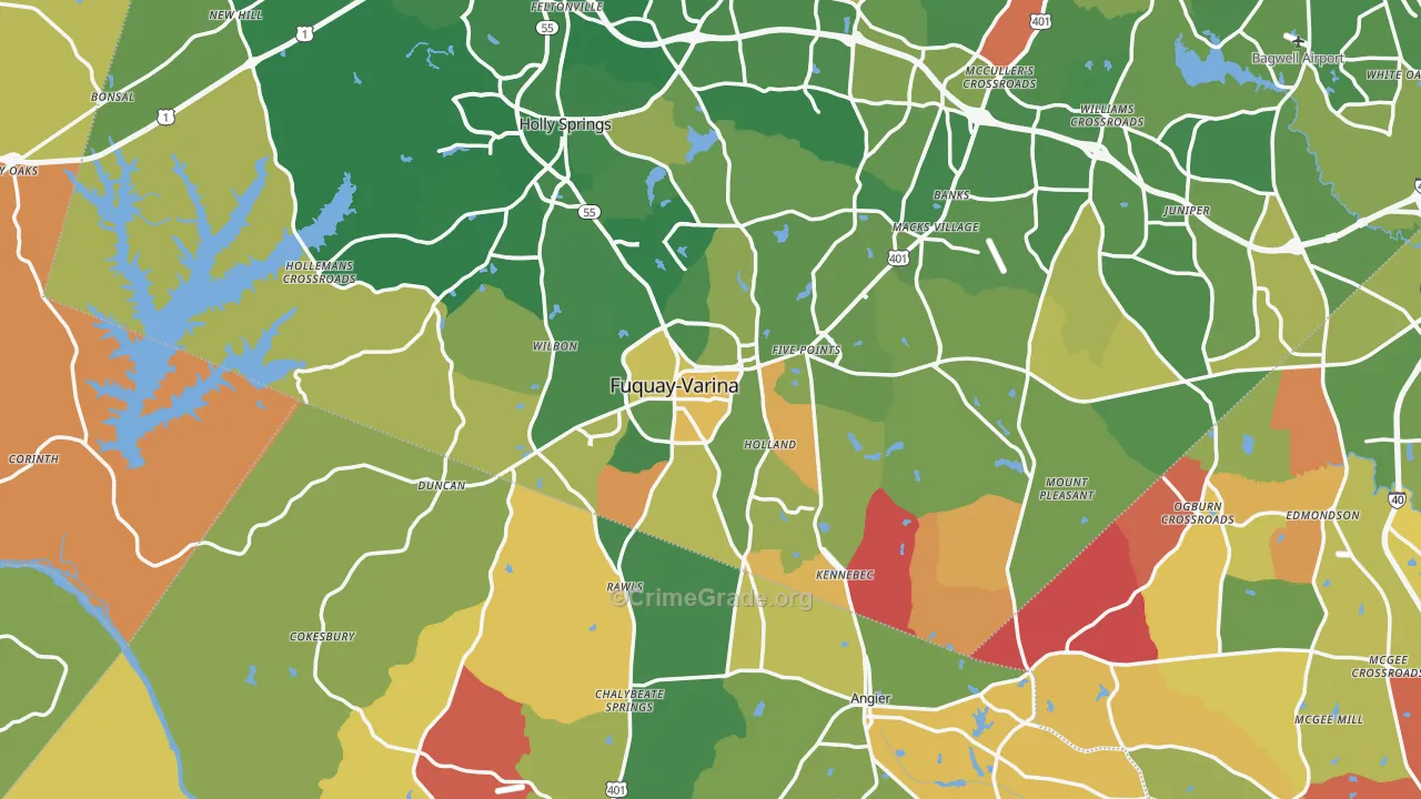 Fuquay-Varina, NC Map of Arson Rates