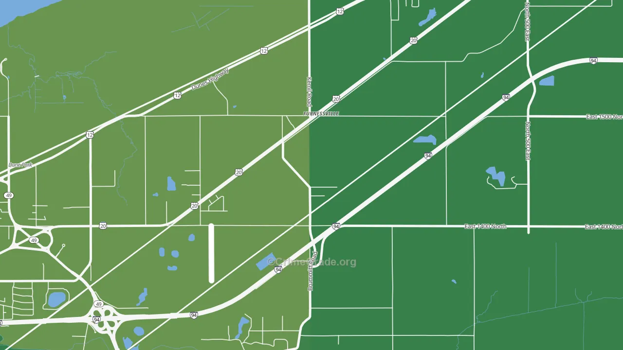 Furnessville, IN Map of Arson Rates