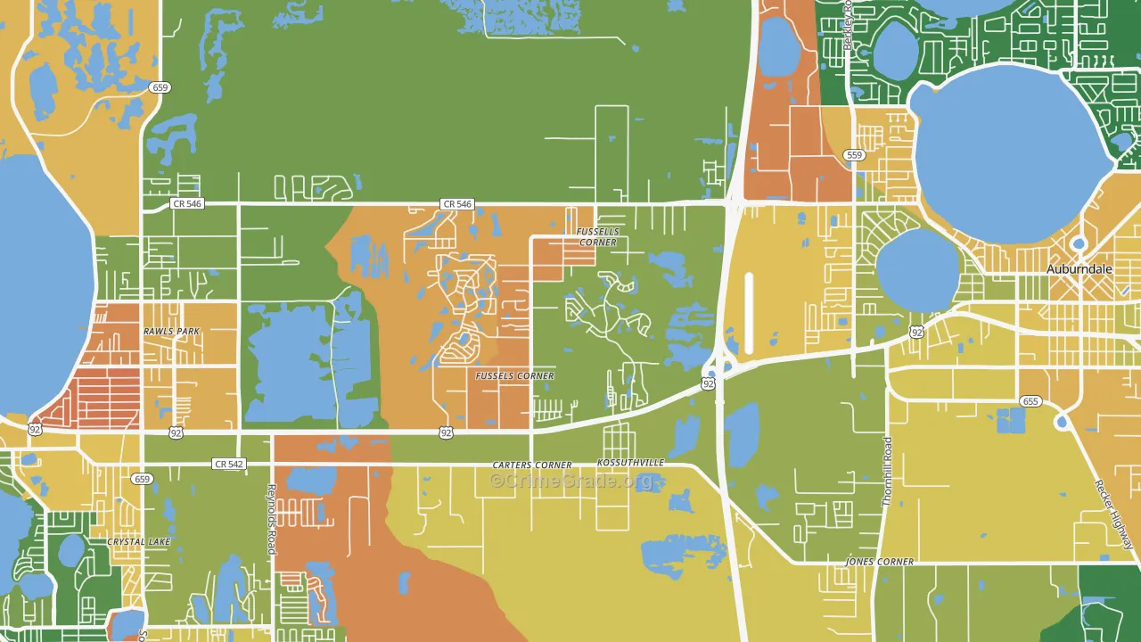 Fussels Corner, FL Map of Arson Rates