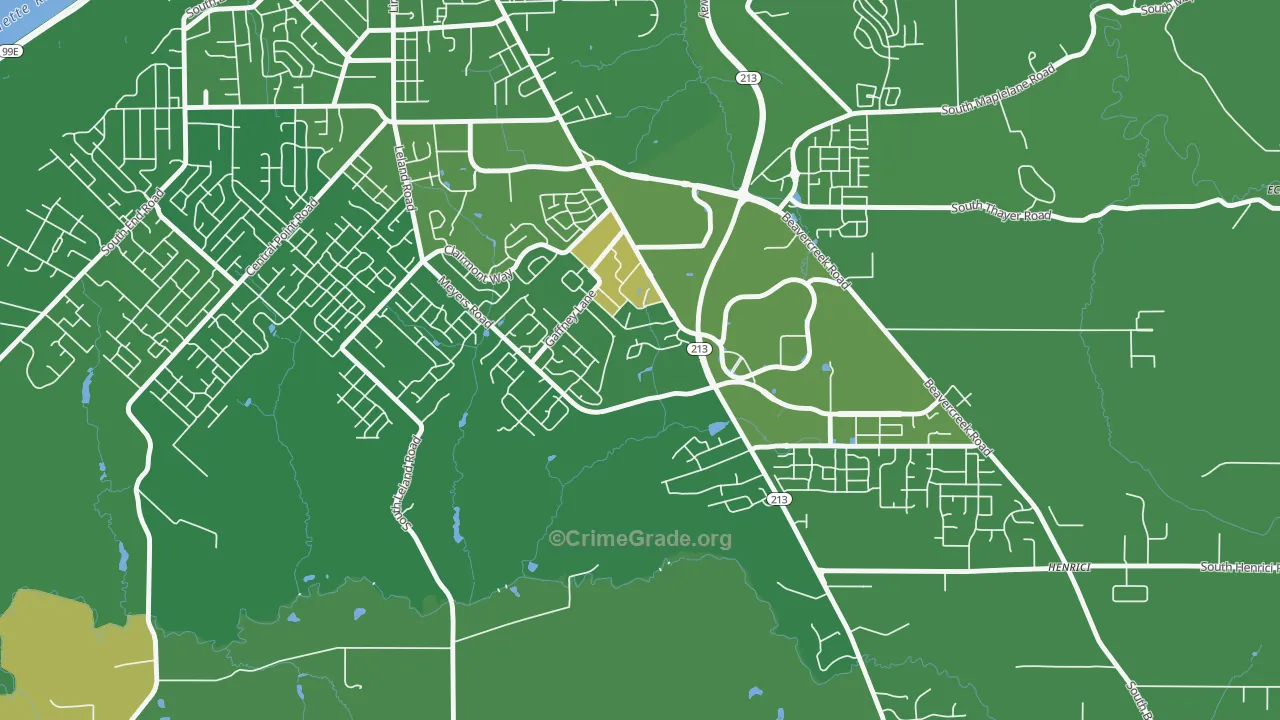Gaffney Lane, Oregon City, OR Map of Arson Rates