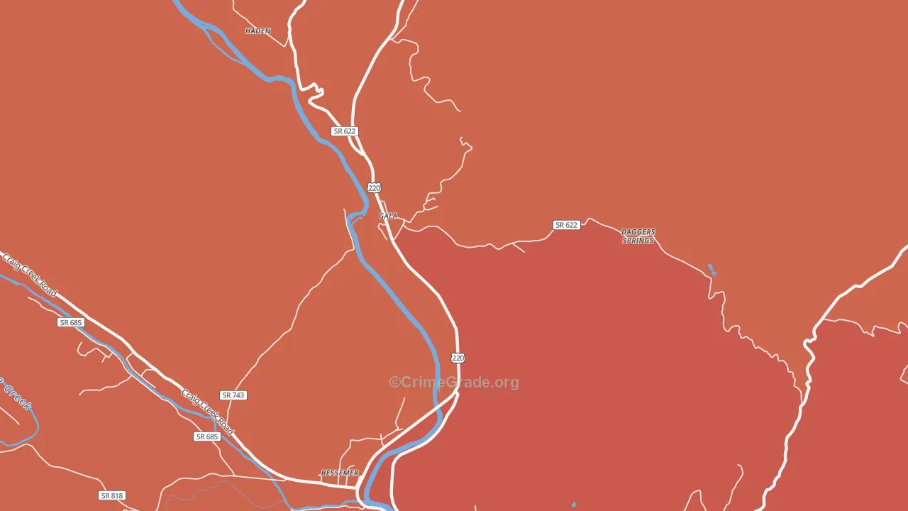 Gala, VA Map of Arson Rates