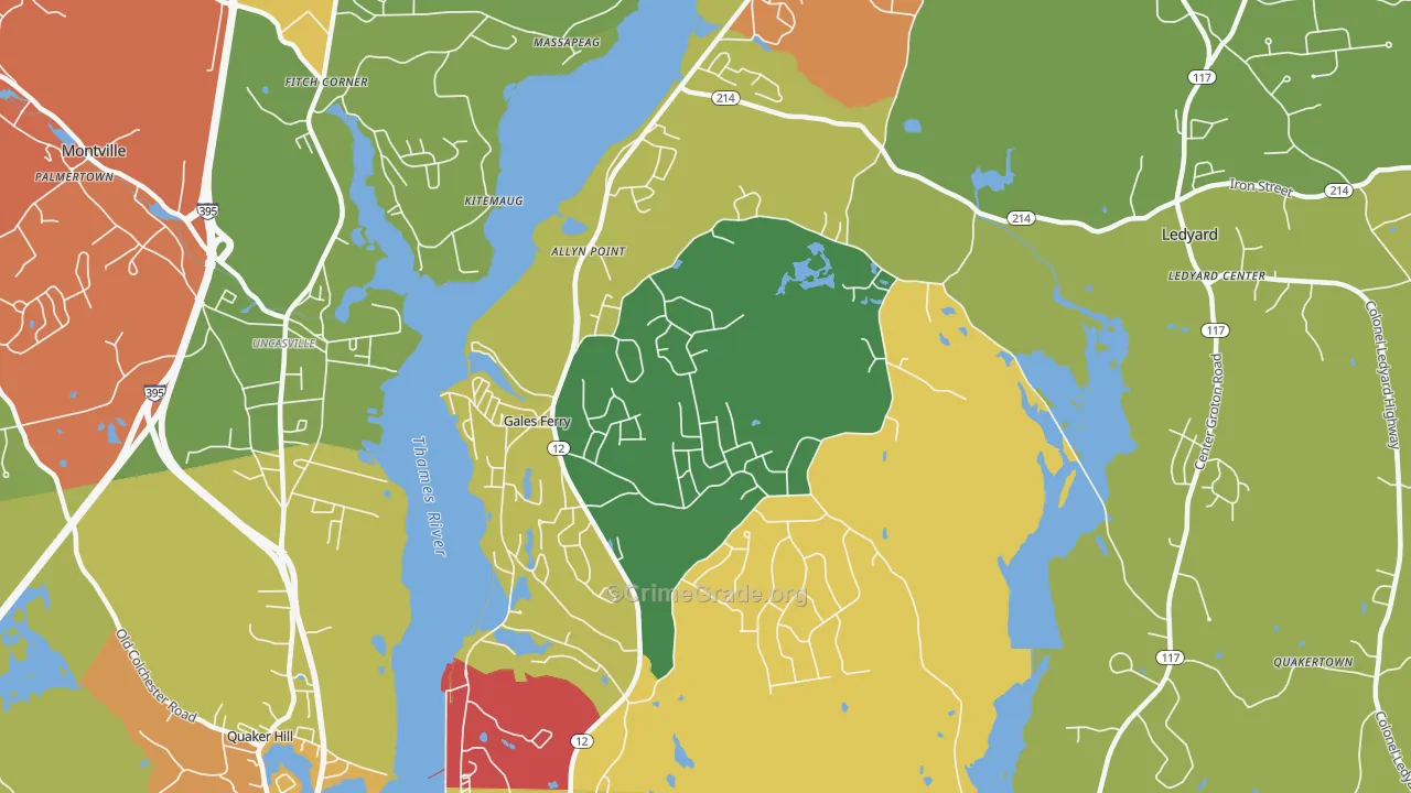 Gales Ferry, CT Map of Arson Rates