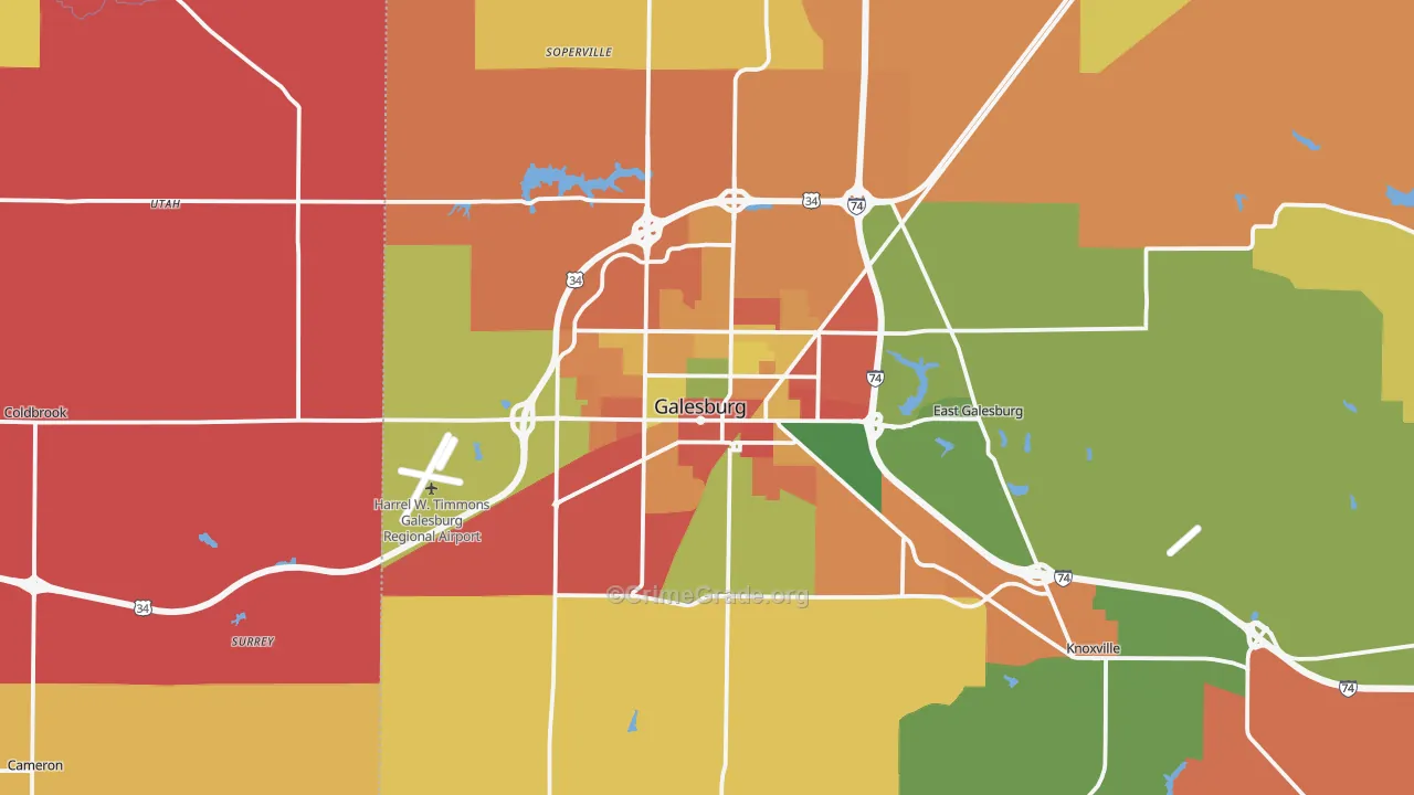 Galesburg, IL Map of Arson Rates