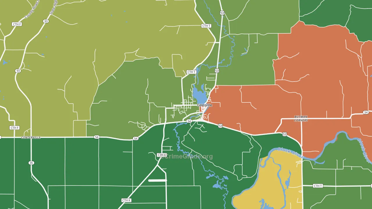 Galesville, WI Map of Arson Rates