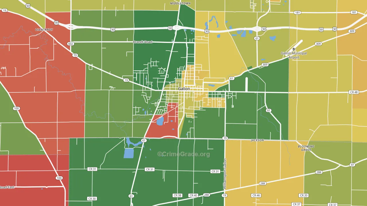 Galion, OH Map of Arson Rates