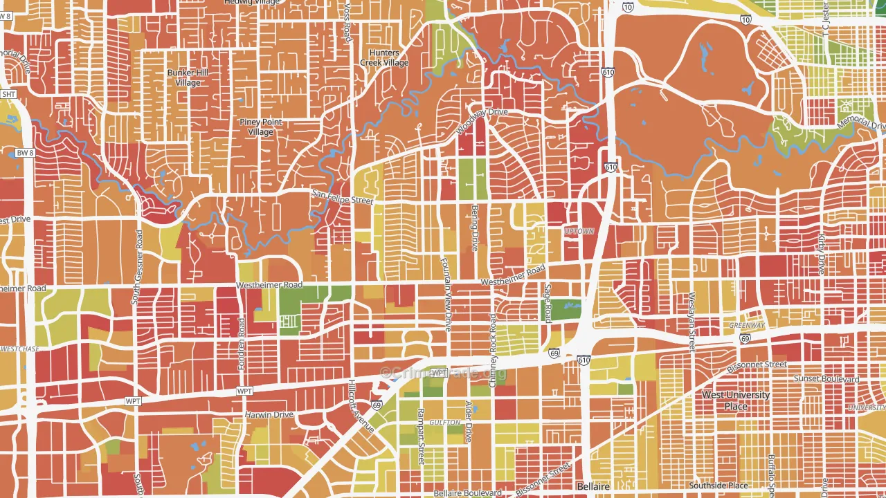 Galleria-Uptown, Houston, TX Map of Arson Rates