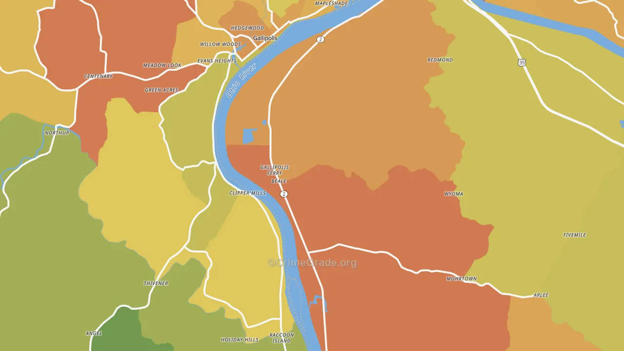 Gallipolis Ferry, WV Map of Arson Rates