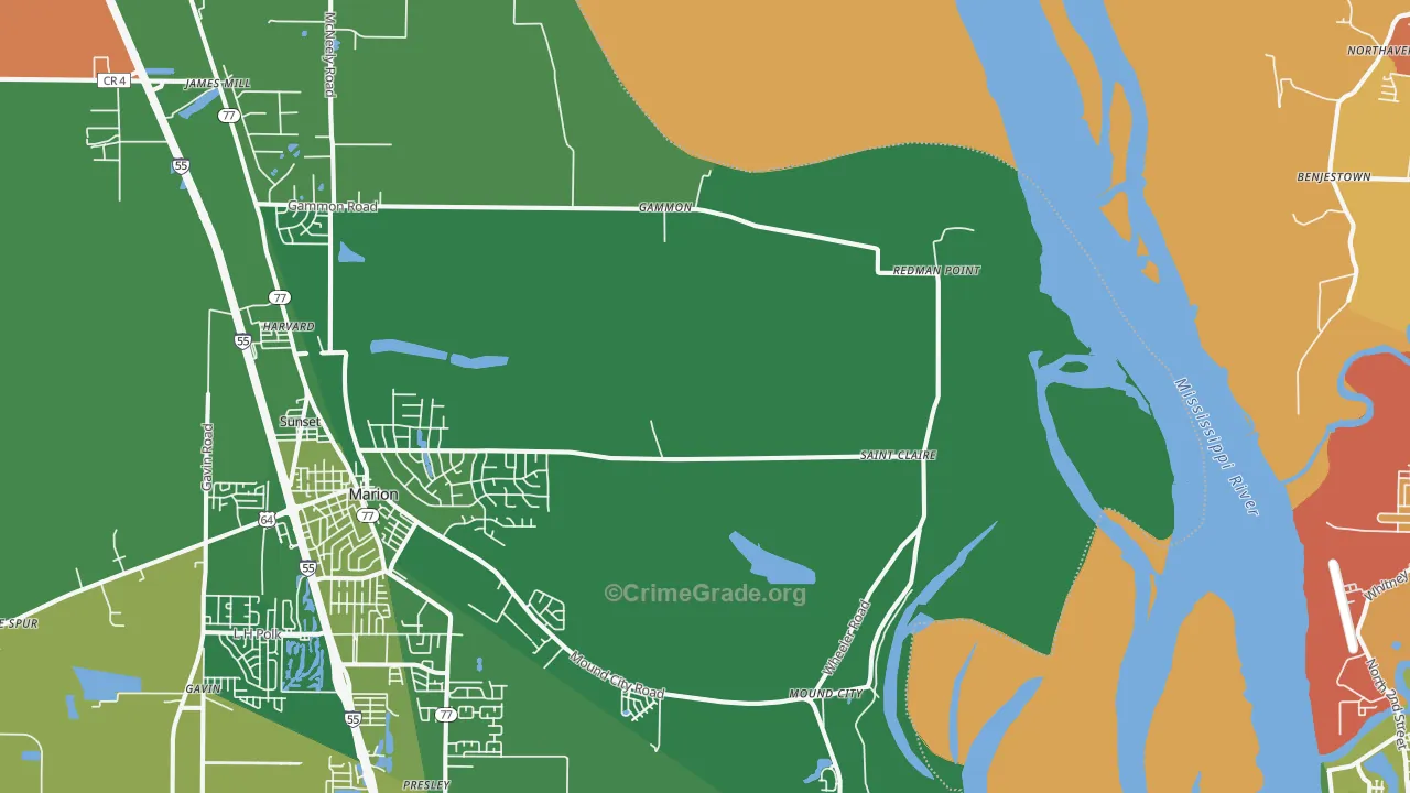 Gammon, AR Map of Arson Rates