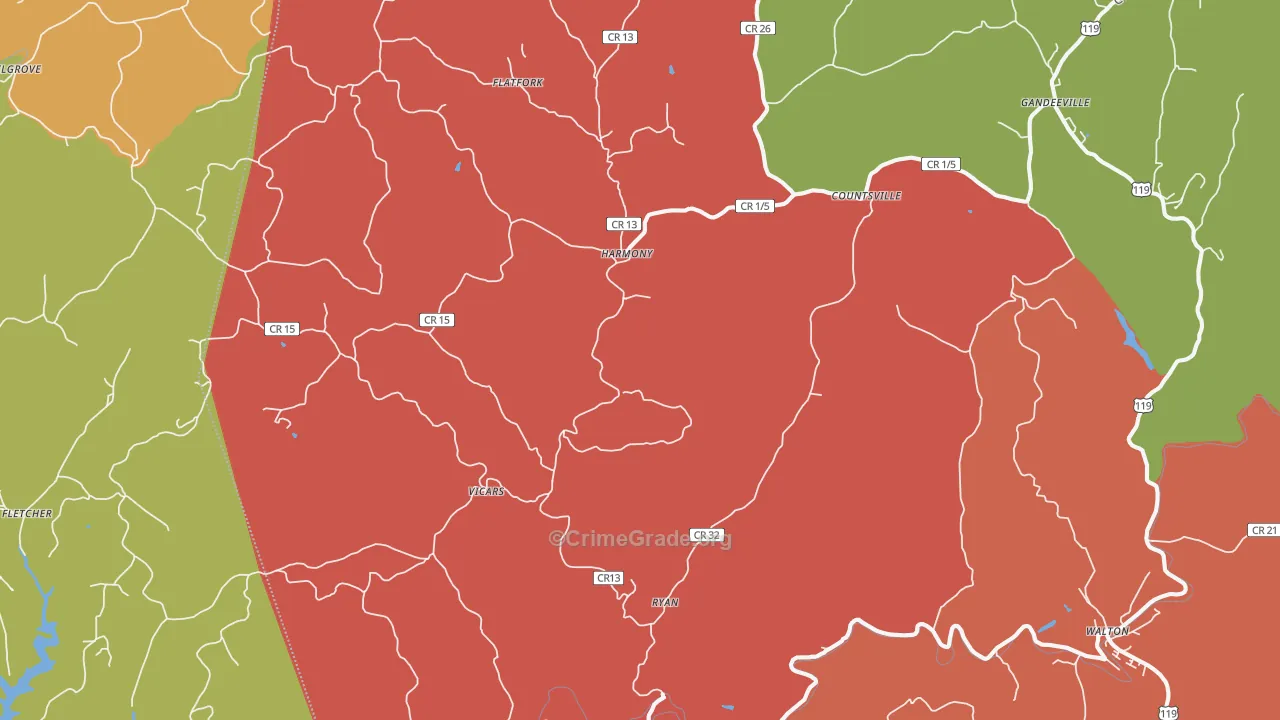Gandeeville, WV Map of Arson Rates