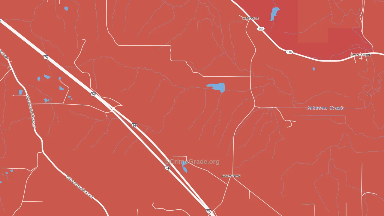 Ganntown, IL Map of Arson Rates