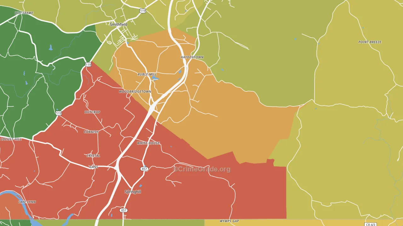Gans, PA Map of Arson Rates