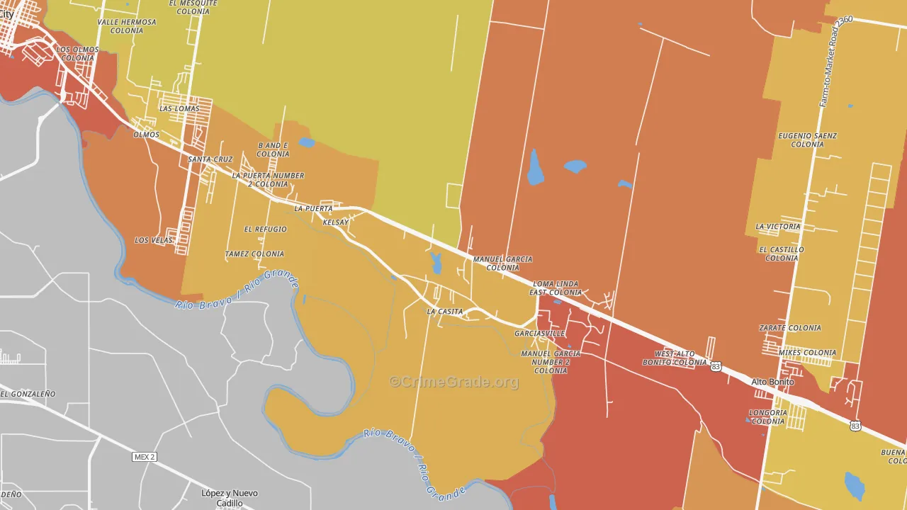 Garciasville, TX Map of Arson Rates