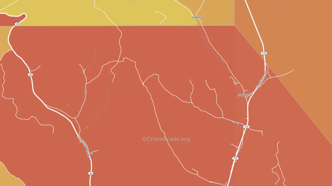 Gardeau, PA Map of Arson Rates
