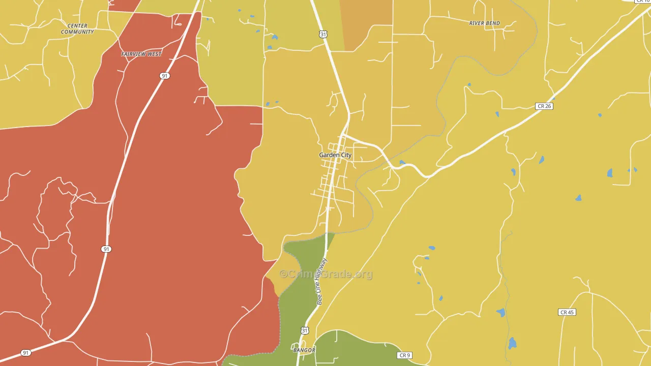 Garden City, AL Map of Arson Rates