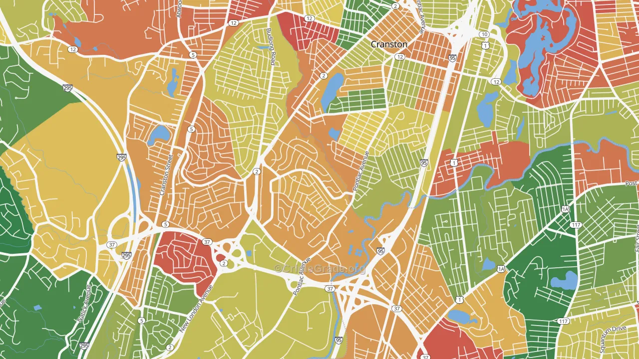 Garden City, Cranston, RI Map of Arson Rates