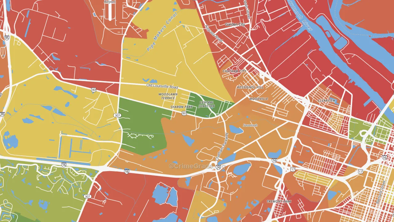 Garden City, GA Map of Arson Rates