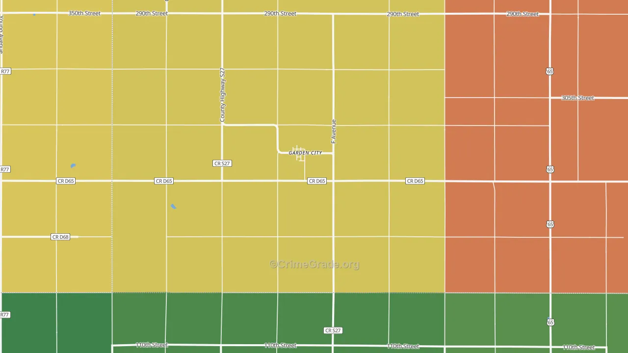 Garden City, IA Map of Arson Rates