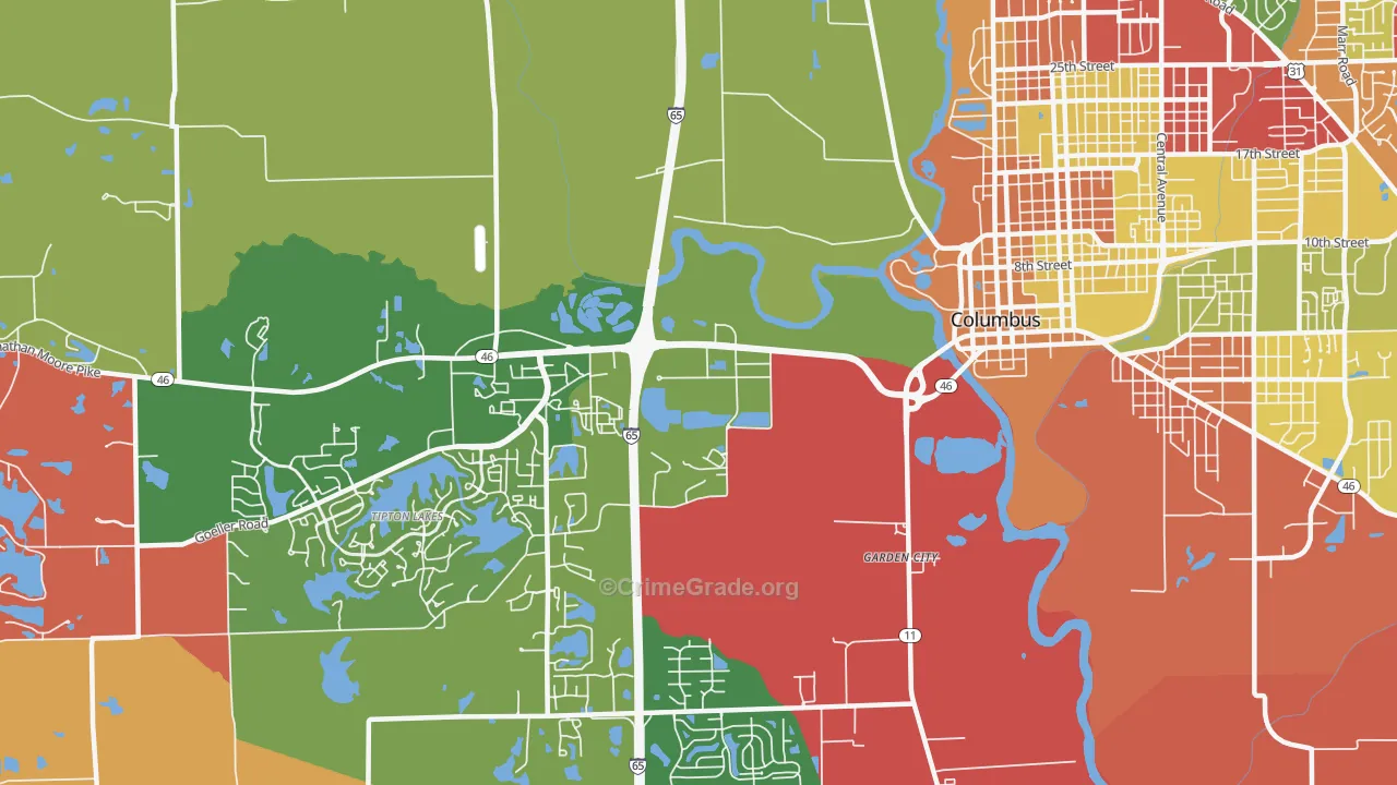 Garden City, IN Map of Arson Rates
