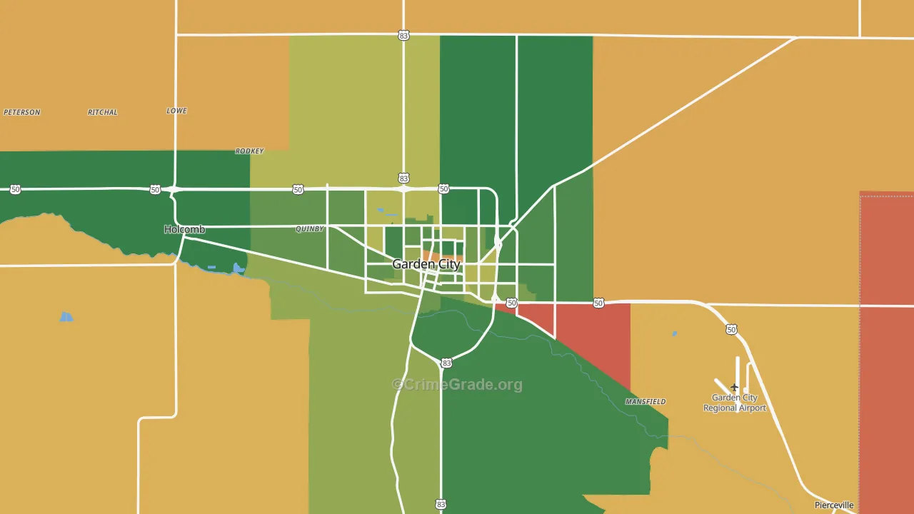 Garden City, KS Map of Arson Rates