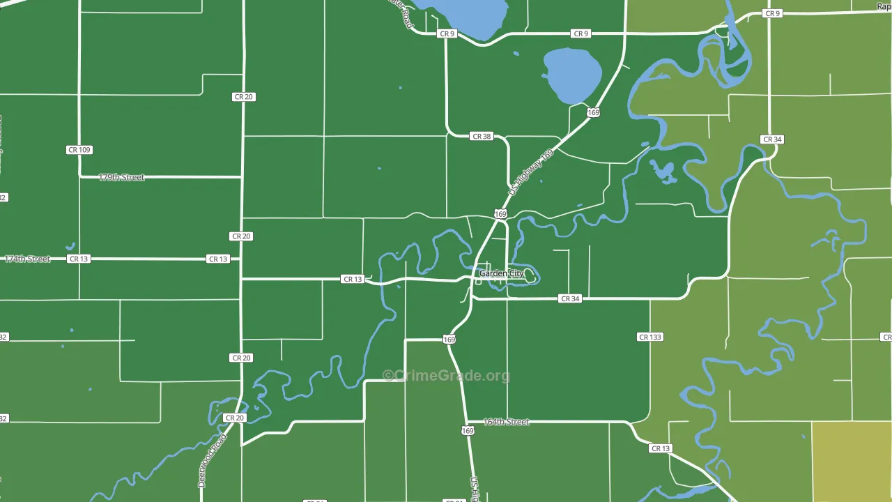 Garden City, MN Map of Arson Rates
