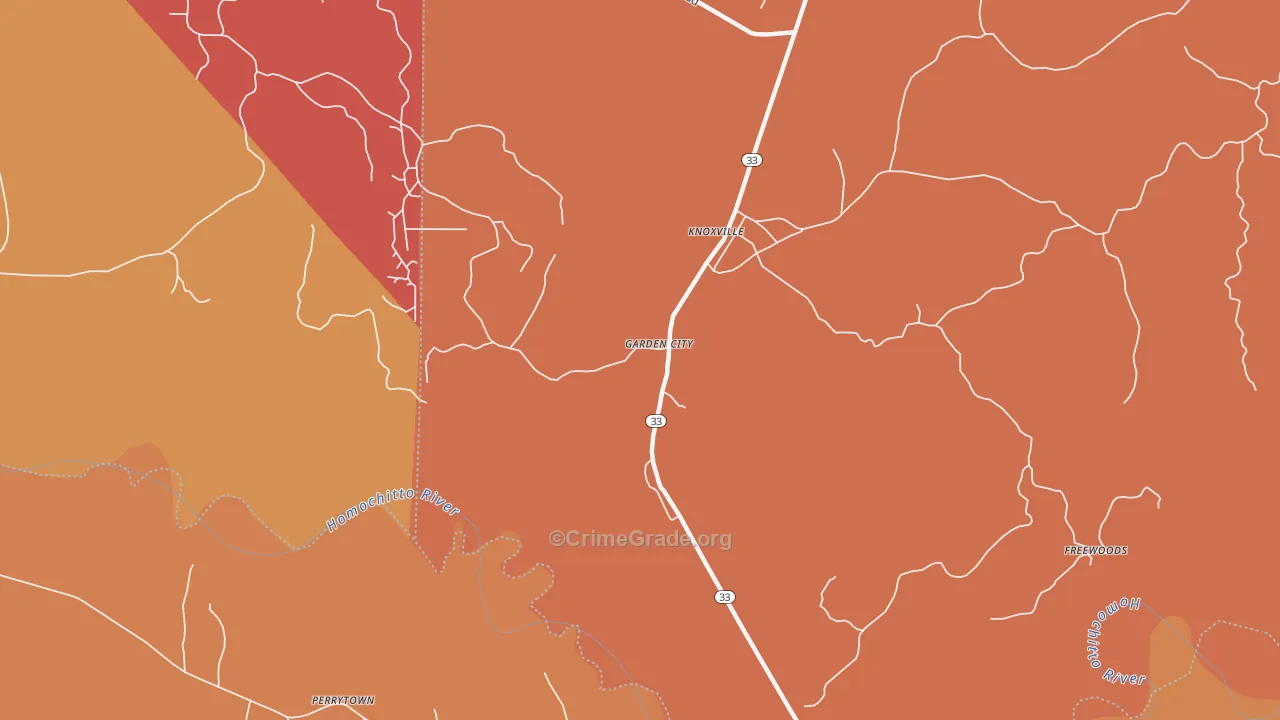 Garden City, MS Map of Arson Rates