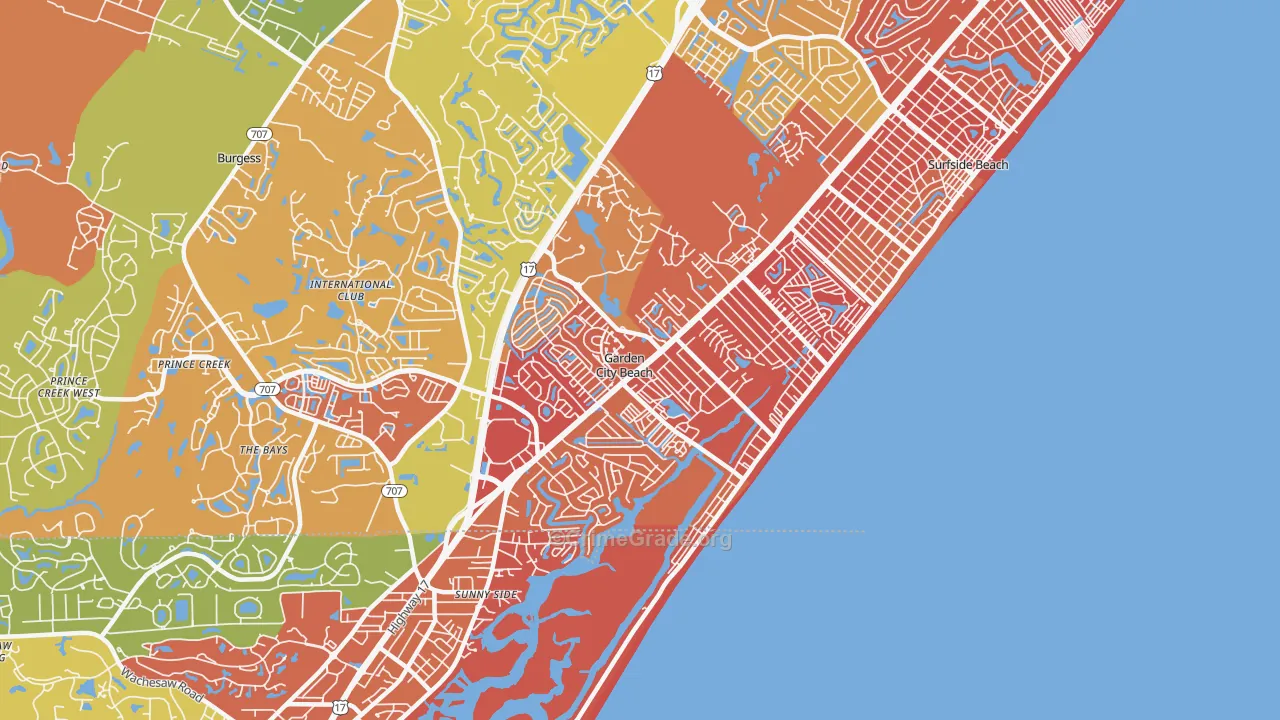 Garden City, SC Map of Arson Rates