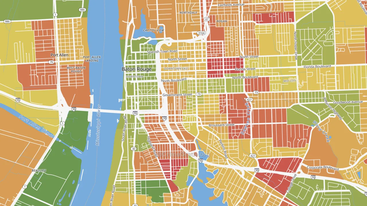 Garden District, Baton Rouge, LA Map of Arson Rates