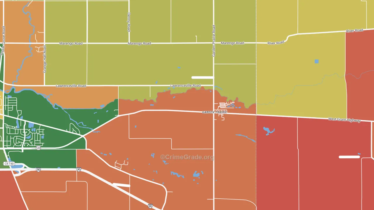 Garden Prairie, IL Map of Arson Rates