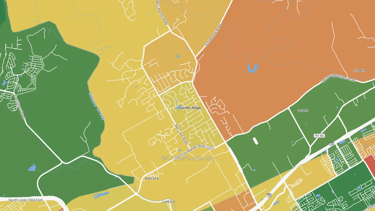 Garden Ridge, TX Map of Arson Rates