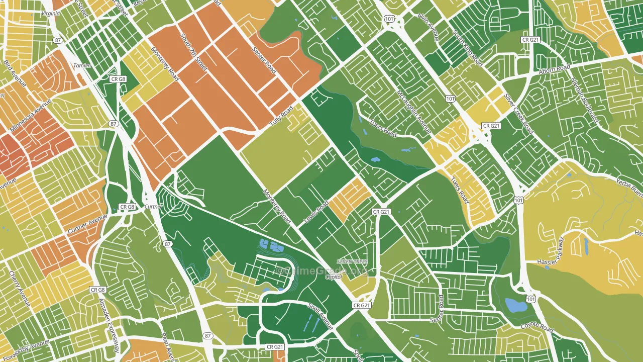 Garden-Villa Montery, San Jose, CA Map of Arson Rates
