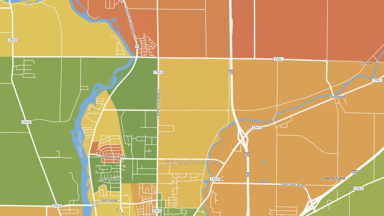 Garden Village, WI Map of Arson Rates