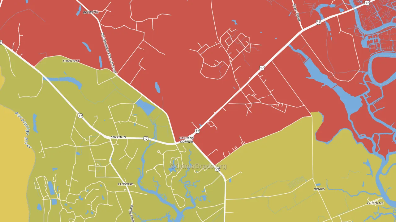 Gardens Corner, SC Map of Arson Rates