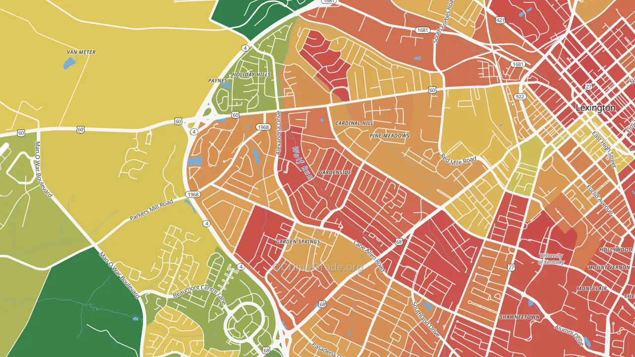 Gardenside-Colony, Lexington, KY Map of Arson Rates