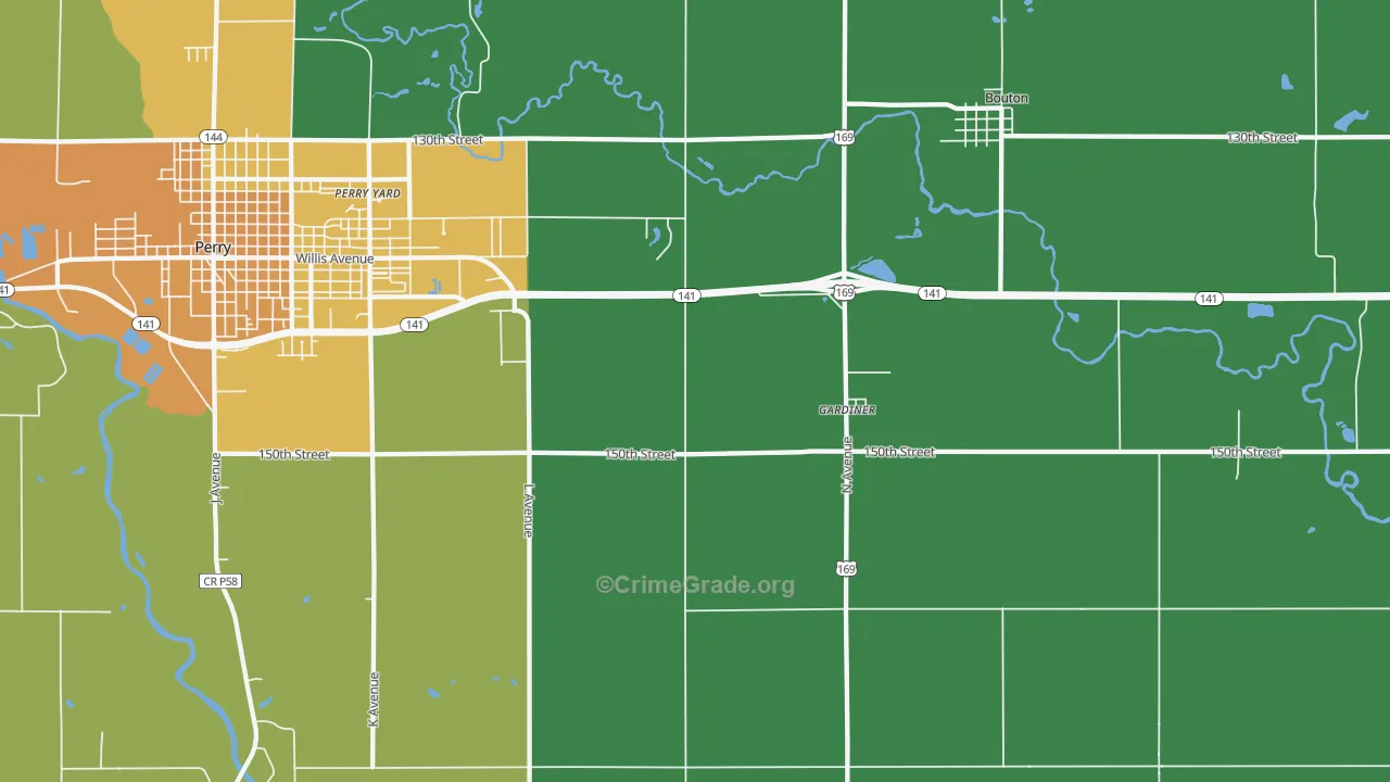 Gardiner, IA Map of Arson Rates