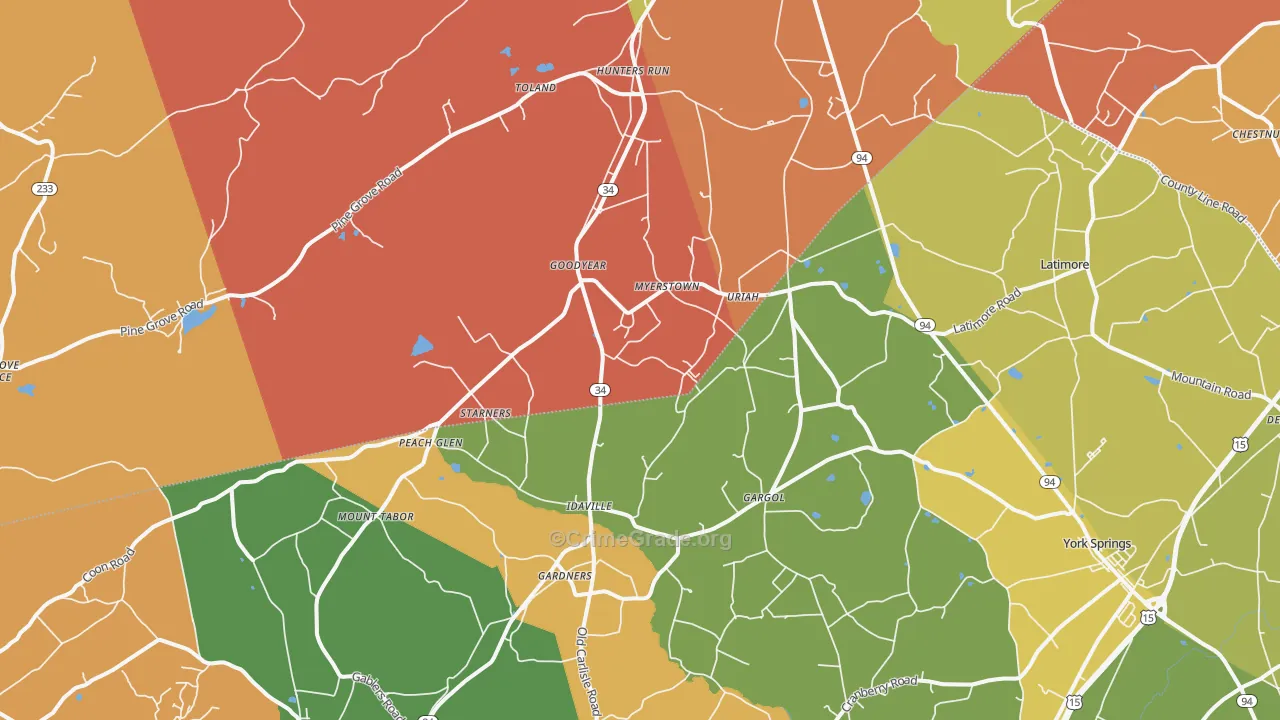 Gardners, PA Map of Arson Rates