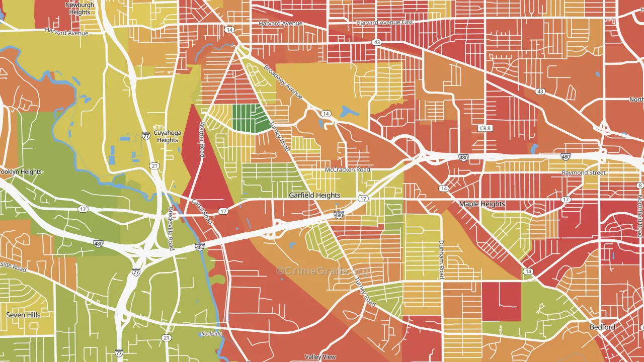 Garfield Heights, OH Map of Arson Rates