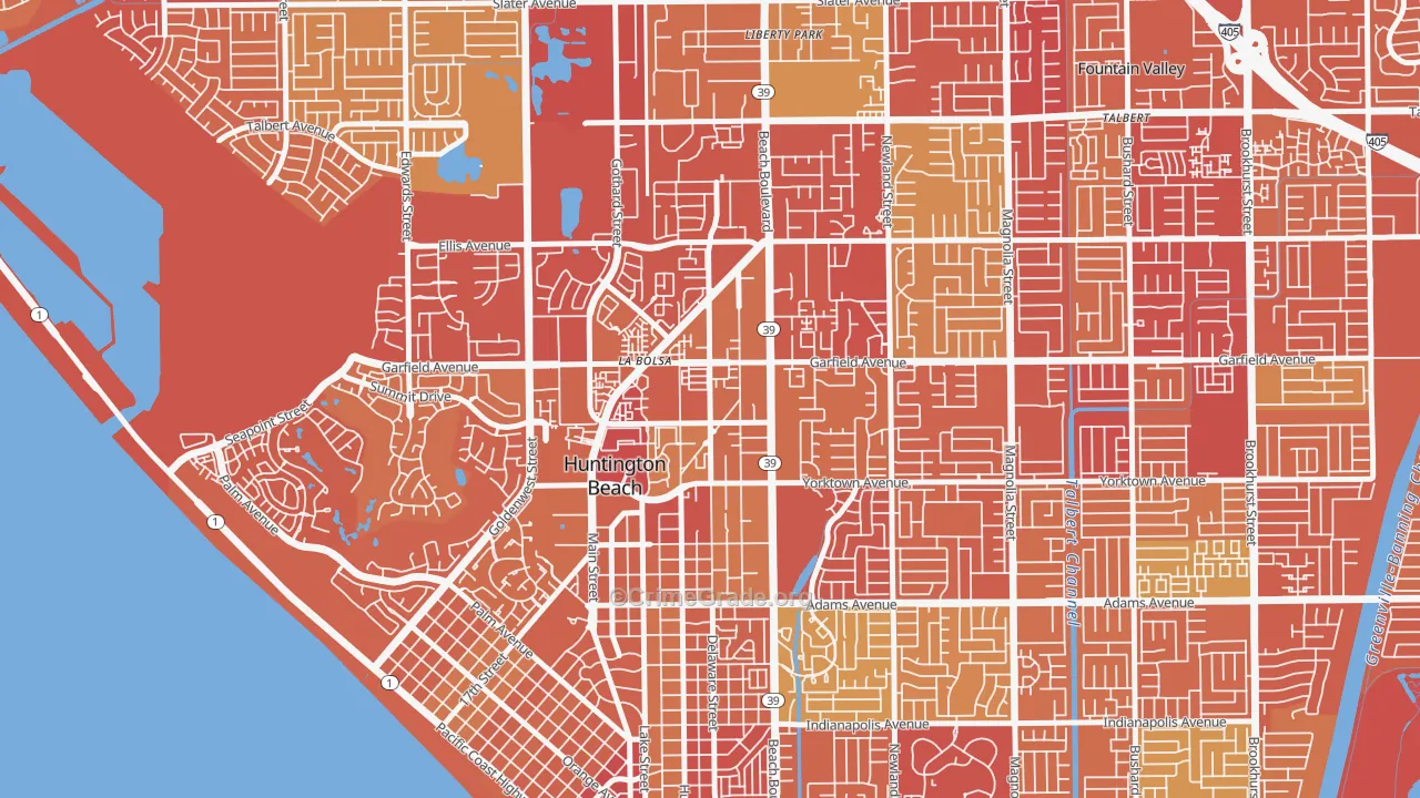 Garfield, Huntington Beach, CA Map of Arson Rates