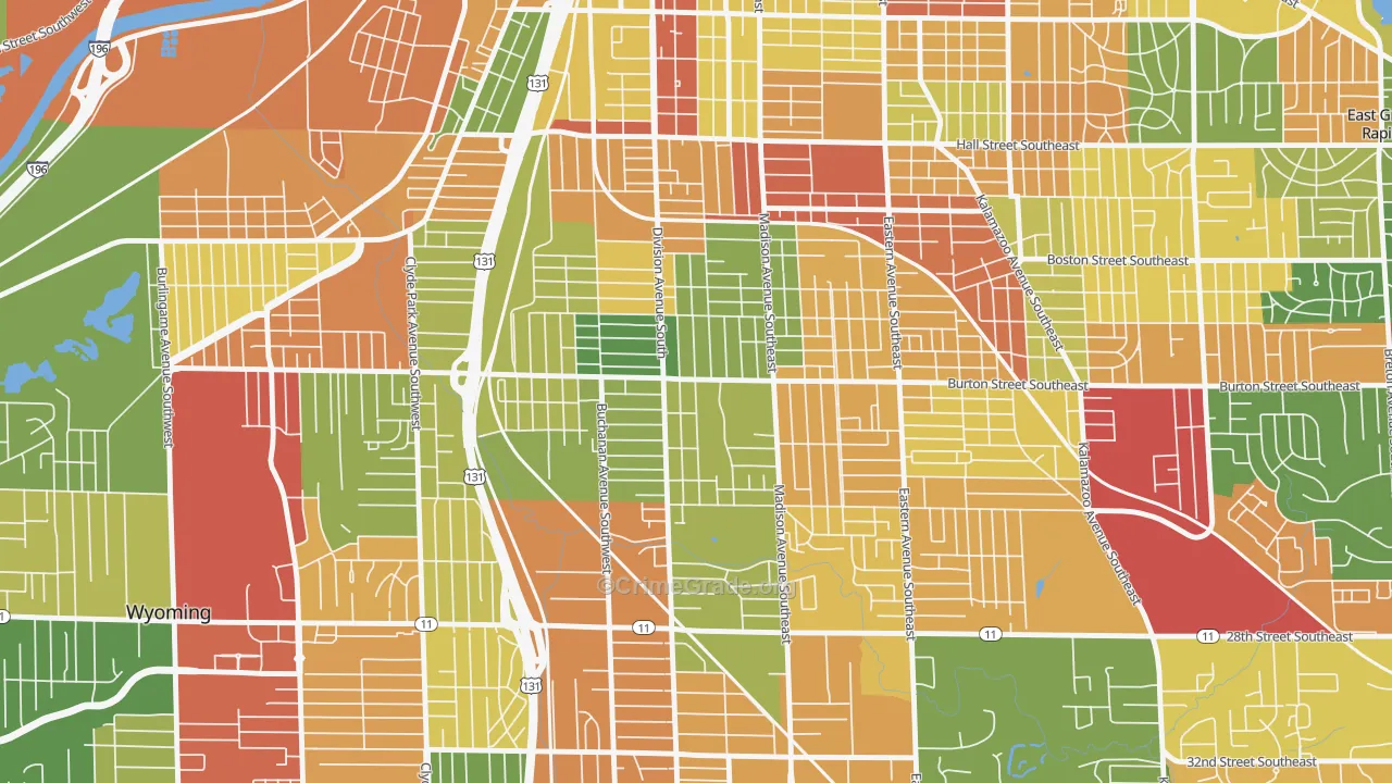 Garfield Park, Grand Rapids, MI Map of Arson Rates